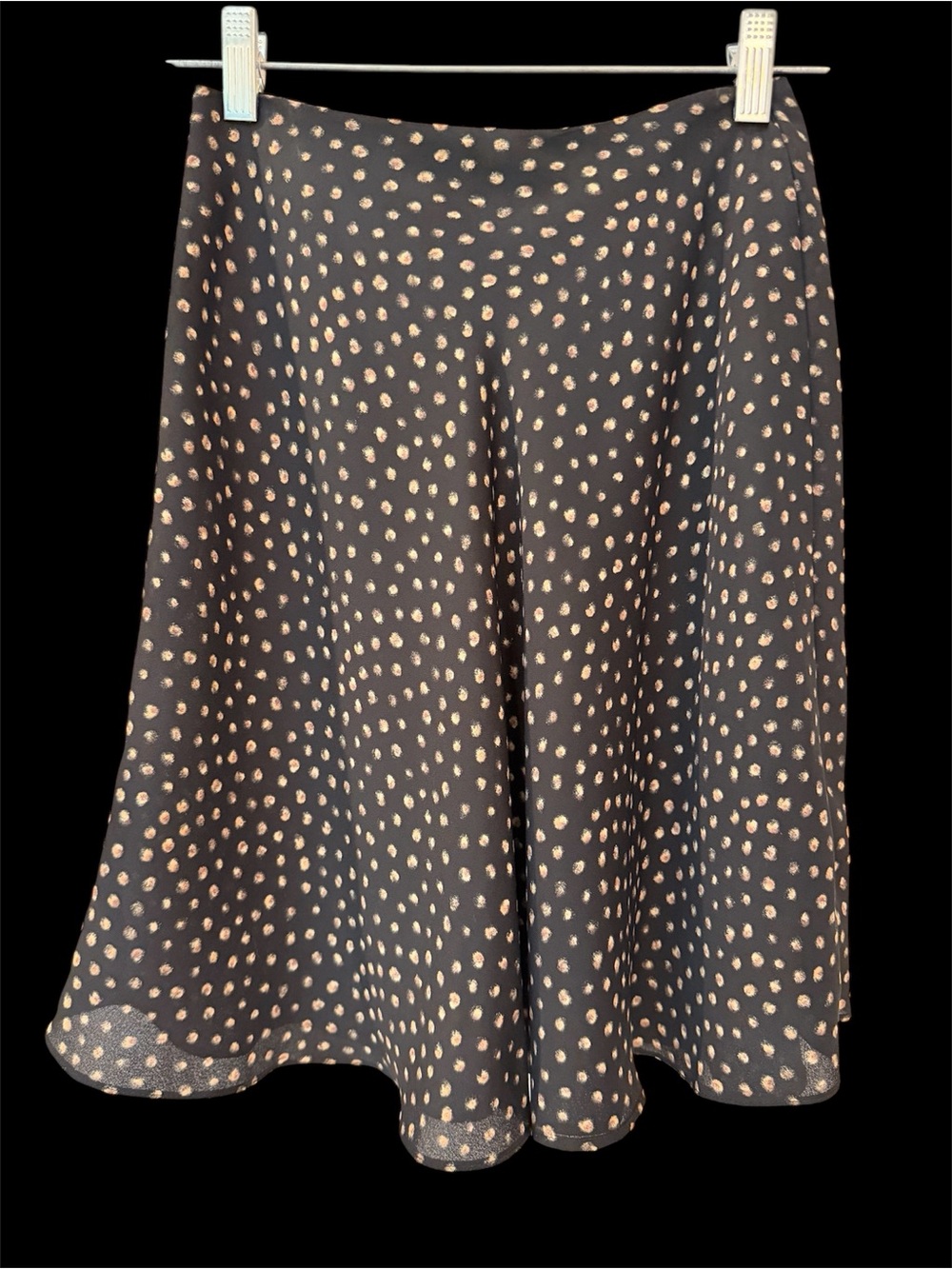Bentley Arbuckle Black Lightweight Flirty Skirt Gold Dot Print Slight Sheer Sz 2 - Picture 1 of 12